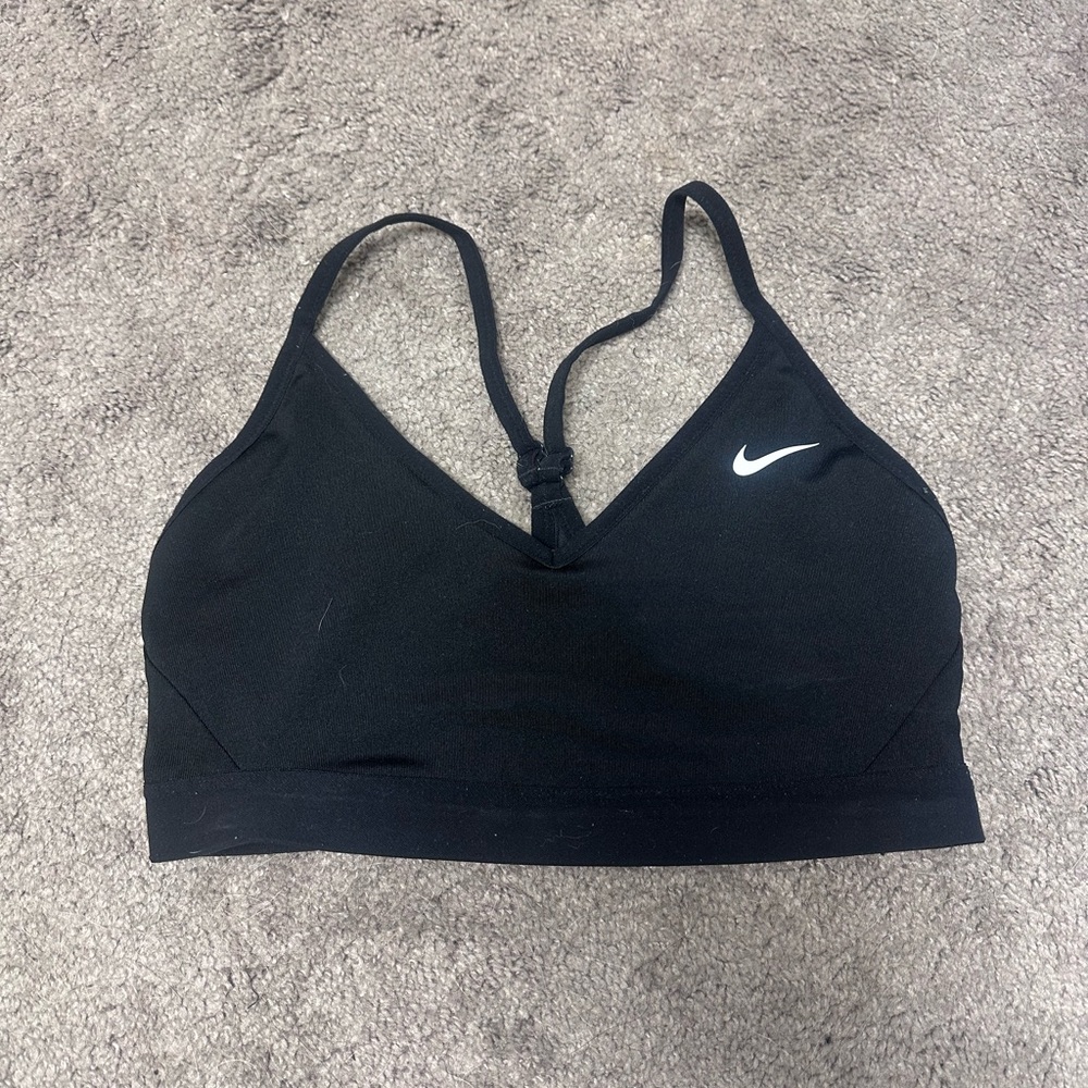 Nike Women's Black Sports Bra with White Logo